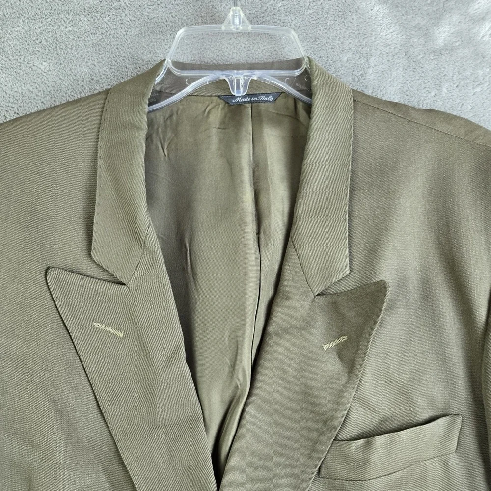 Vintage Lizi Rossi Blazer Men Olive Green Wool Double Breasted Pura Lana Vergine